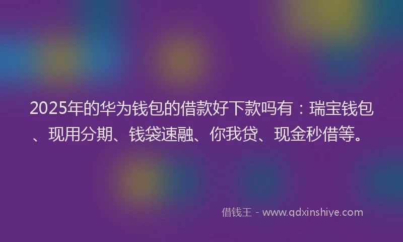 2025年的华为钱包的借款好下款吗有：瑞宝钱包、现用分期、钱袋速融、你我贷、现金秒借等。