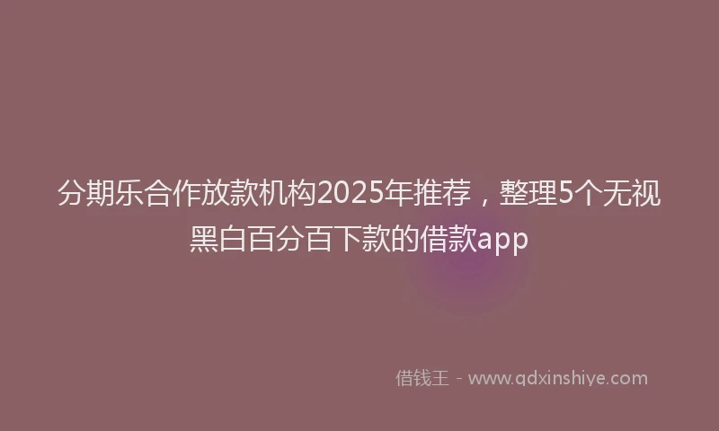 分期乐合作放款机构2025年推荐，整理5个无视黑白百分百下款的借款app