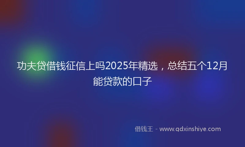 功夫贷借钱征信上吗2025年精选，总结五个12月能贷款的口子