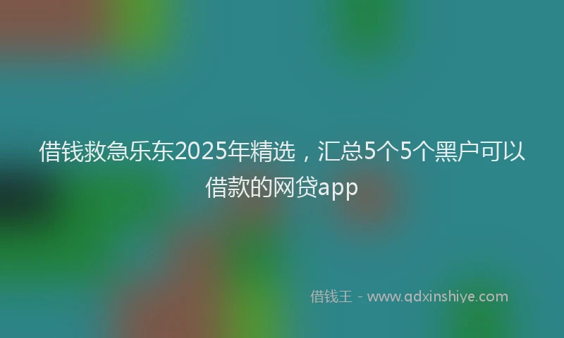 借钱救急乐东2025年精选，汇总5个5个黑户可以借款的网贷app