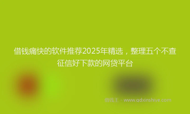 借钱痛快的软件推荐2025年精选，整理五个不查征信好下款的网贷平台