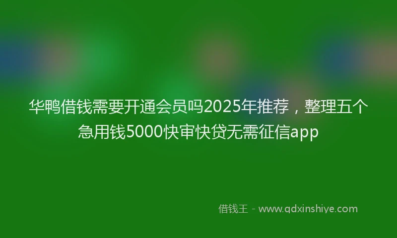 华鸭借钱需要开通会员吗2025年推荐，整理五个急用钱5000快审快贷无需征信app