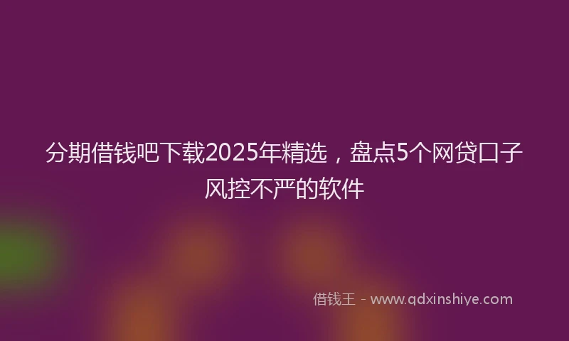 分期借钱吧下载2025年精选，盘点5个网贷口子风控不严的软件