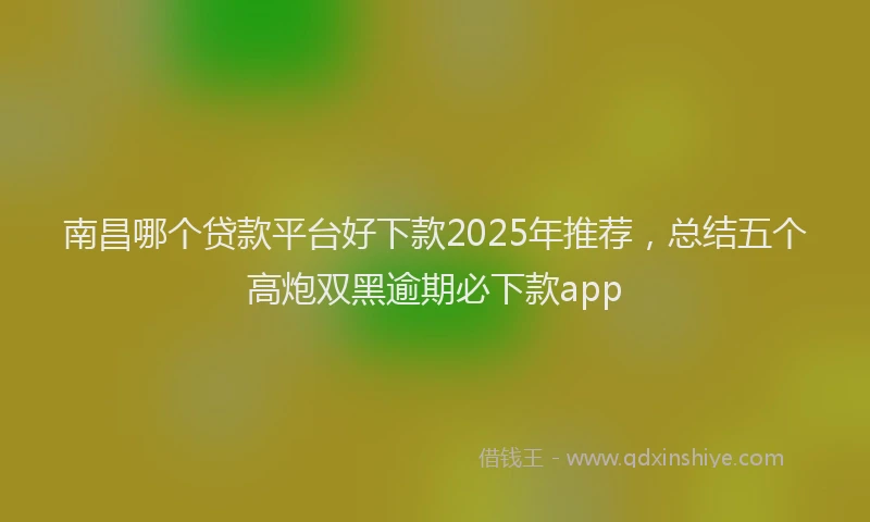 南昌哪个贷款平台好下款2025年推荐，总结五个高炮双黑逾期必下款app