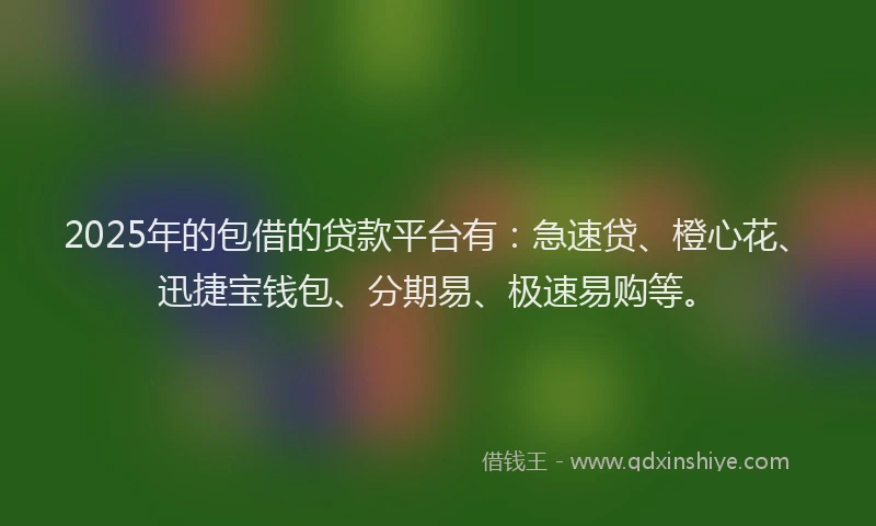 2025年的包借的贷款平台有：急速贷、橙心花、迅捷宝钱包、分期易、极速易购等。