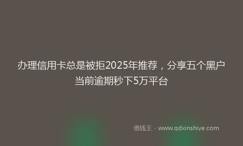 办理信用卡总是被拒2025年推荐，分享五个黑户当前逾期秒下5万平台