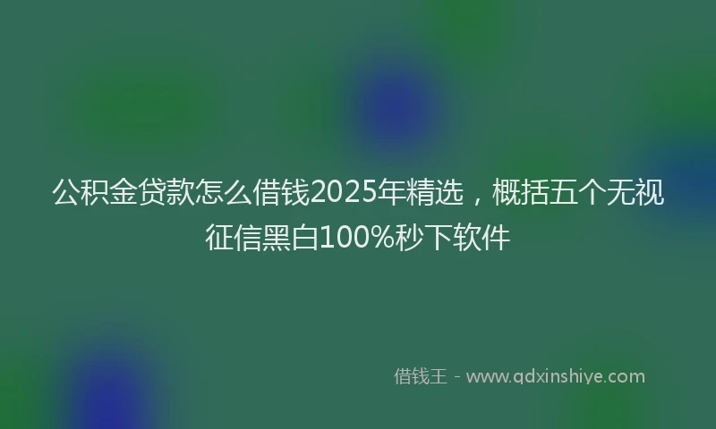 公积金贷款怎么借钱2025年精选，概括五个无视征信黑白100%秒下软件