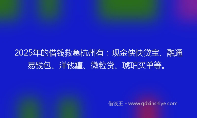 2025年的借钱救急杭州有：现金侠快贷宝、融通易钱包、洋钱罐、微粒贷、琥珀买单等。