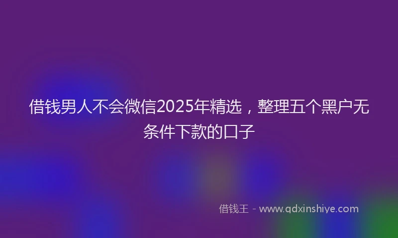 借钱男人不会微信2025年精选，整理五个黑户无条件下款的口子