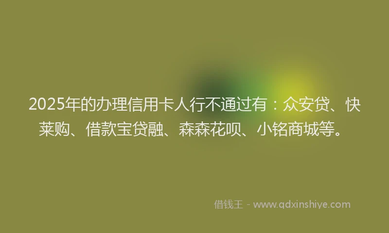 2025年的办理信用卡人行不通过有：众安贷、快莱购、借款宝贷融、森森花呗、小铭商城等。