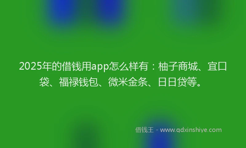 2025年的借钱用app怎么样有：柚子商城、宜口袋、福禄钱包、微米金条、日日贷等。