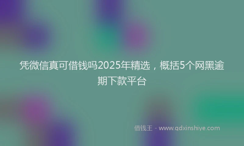 凭微信真可借钱吗2025年精选，概括5个网黑逾期下款平台