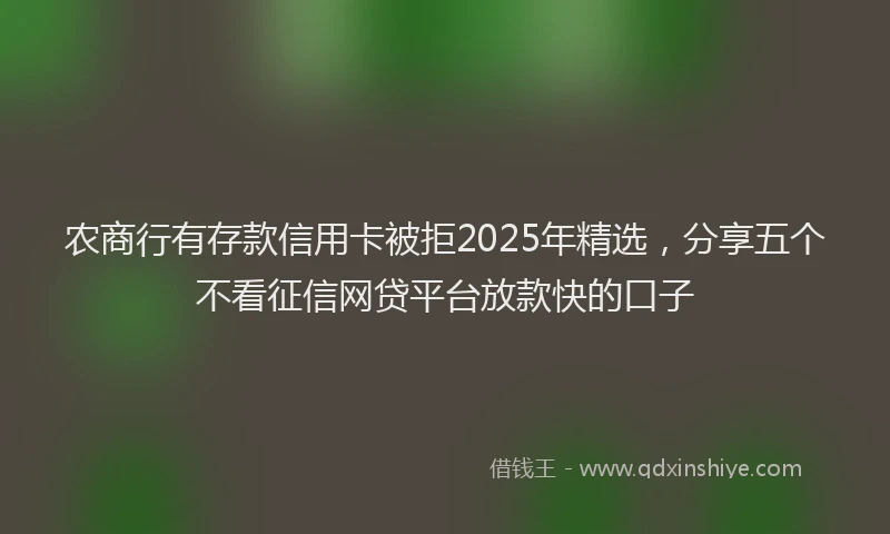 农商行有存款信用卡被拒2025年精选，分享五个不看征信网贷平台放款快的口子