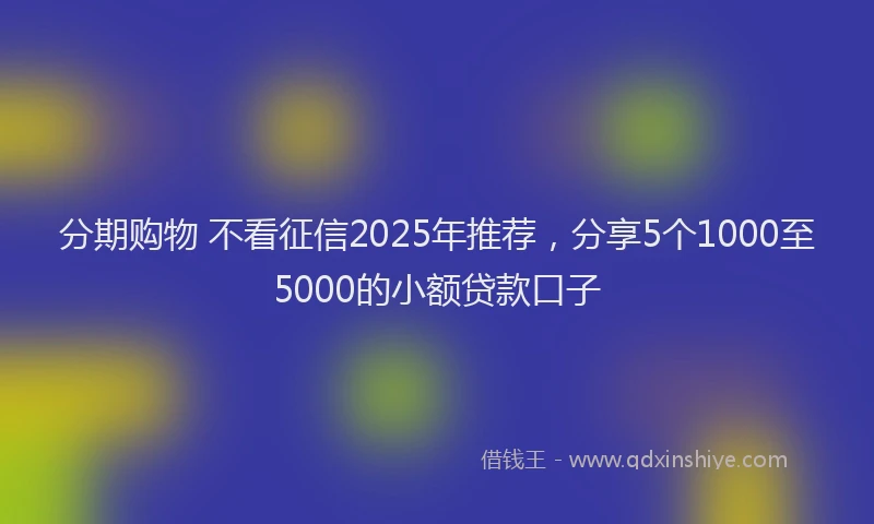分期购物 不看征信2025年推荐，分享5个1000至5000的小额贷款口子