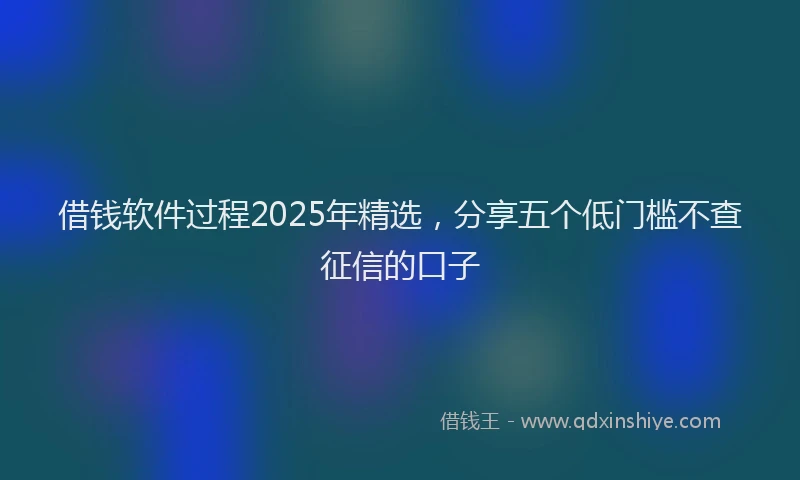 借钱软件过程2025年精选，分享五个低门槛不查征信的口子