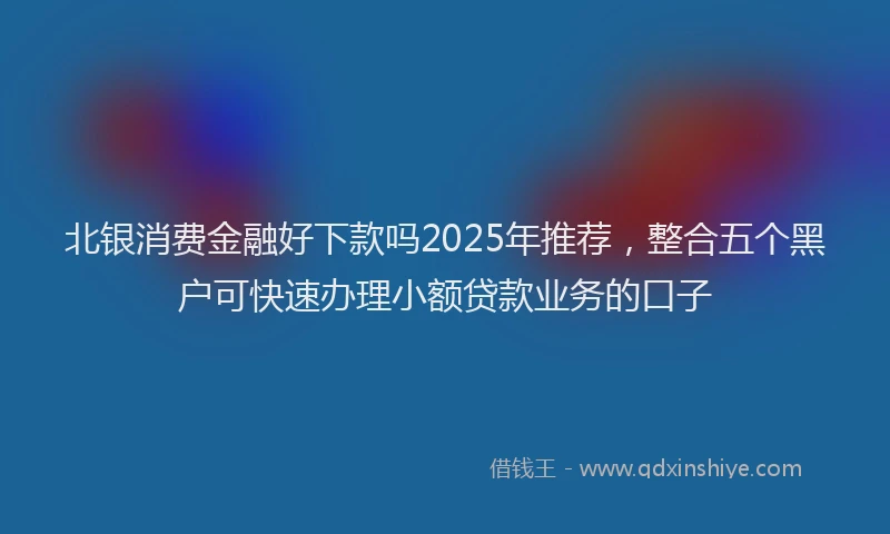 北银消费金融好下款吗2025年推荐，整合五个黑户可快速办理小额贷款业务的口子