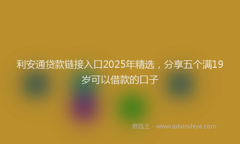 利安通贷款链接入口2025年精选，分享五个满19岁可以借款的口子
