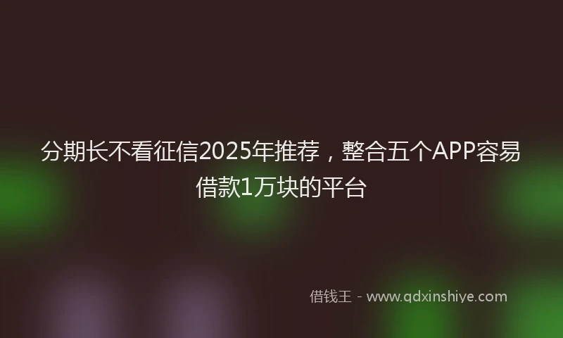 分期长不看征信2025年推荐，整合五个APP容易借款1万块的平台