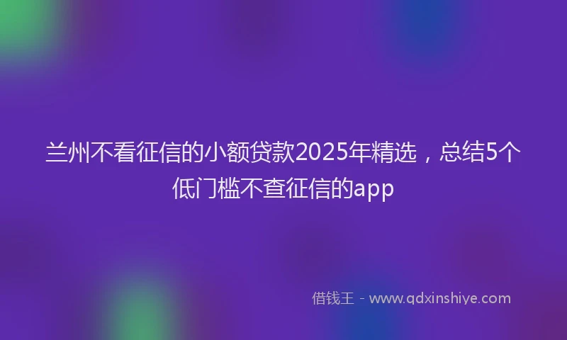 兰州不看征信的小额贷款2025年精选，总结5个低门槛不查征信的app