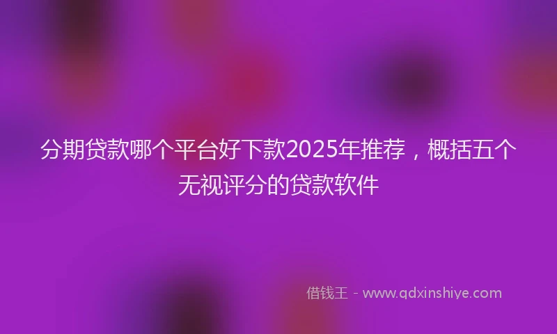 分期贷款哪个平台好下款2025年推荐，概括五个无视评分的贷款软件