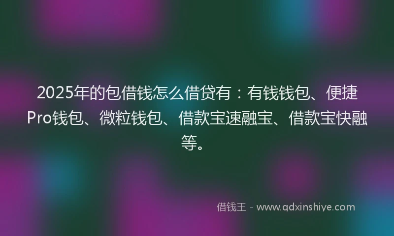 2025年的包借钱怎么借贷有：有钱钱包、便捷Pro钱包、微粒钱包、借款宝速融宝、借款宝快融等。