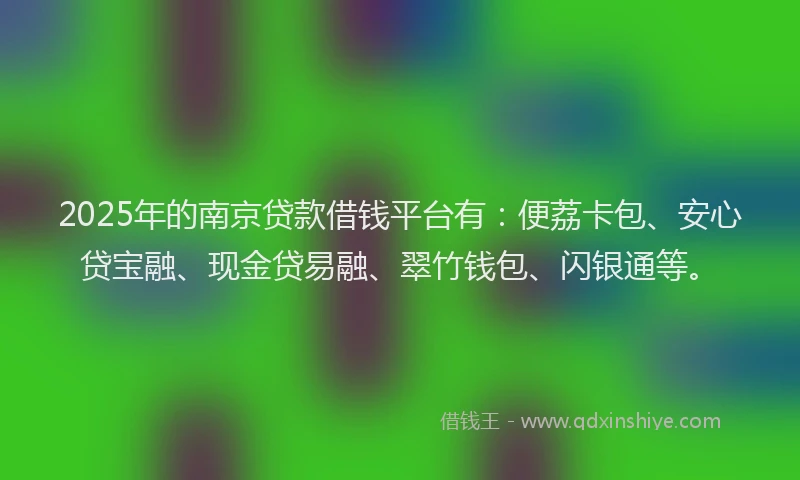 2025年的南京贷款借钱平台有：便荔卡包、安心贷宝融、现金贷易融、翠竹钱包、闪银通等。