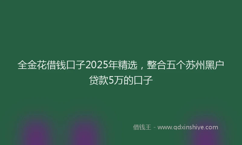 全金花借钱口子2025年精选，整合五个苏州黑户贷款5万的口子
