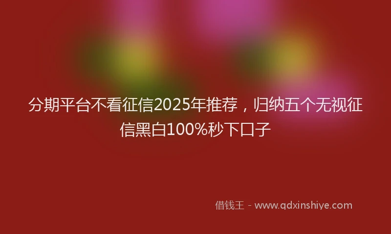 分期平台不看征信2025年推荐，归纳五个无视征信黑白100%秒下口子