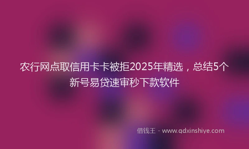 农行网点取信用卡卡被拒2025年精选，总结5个新号易贷速审秒下款软件