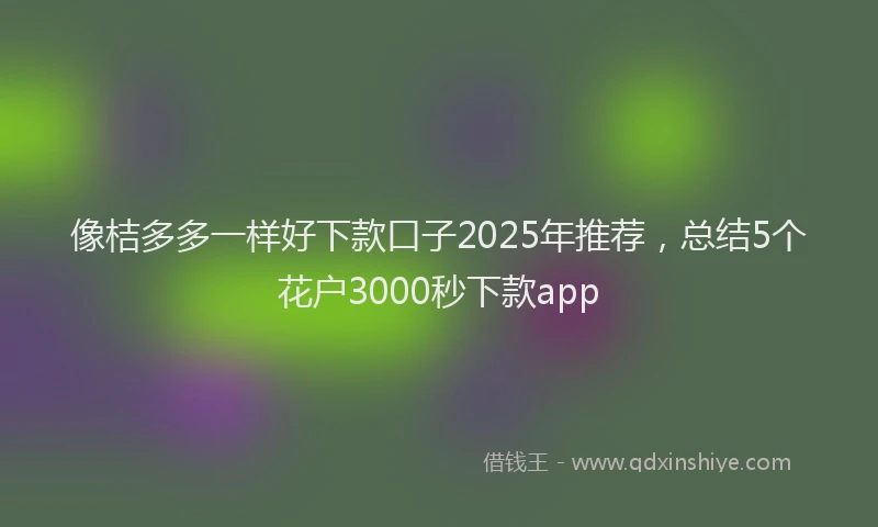 像桔多多一样好下款口子2025年推荐，总结5个花户3000秒下款app