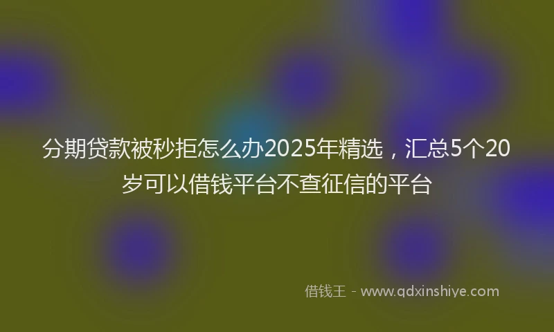 分期贷款被秒拒怎么办2025年精选，汇总5个20岁可以借钱平台不查征信的平台