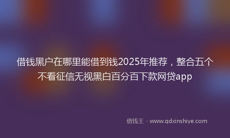 借钱黑户在哪里能借到钱2025年推荐，整合五个不看征信无视黑白百分百下款网贷app