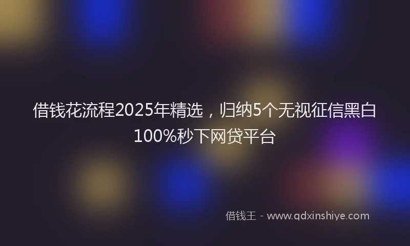 借钱花流程2025年精选，归纳5个无视征信黑白100%秒下网贷平台