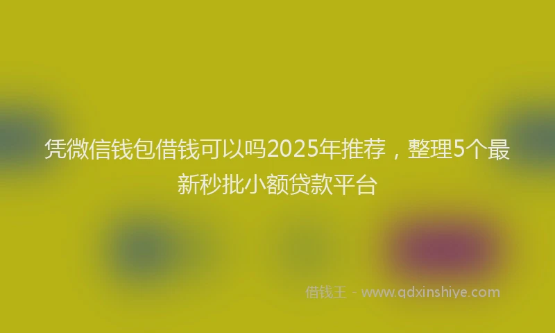 凭微信钱包借钱可以吗2025年推荐，整理5个最新秒批小额贷款平台