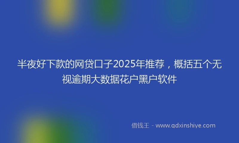 半夜好下款的网贷口子2025年推荐，概括五个无视逾期大数据花户黑户软件