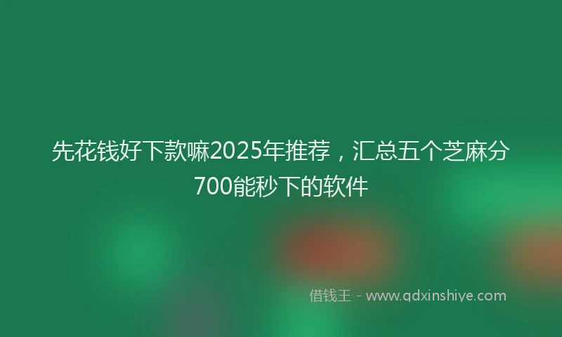 先花钱好下款嘛2025年推荐，汇总五个芝麻分700能秒下的软件
