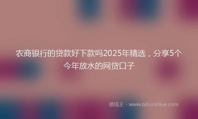 农商银行的贷款好下款吗2025年精选，分享5个今年放水的网贷口子