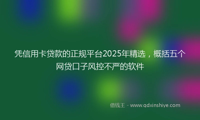 凭信用卡贷款的正规平台2025年精选，概括五个网贷口子风控不严的软件
