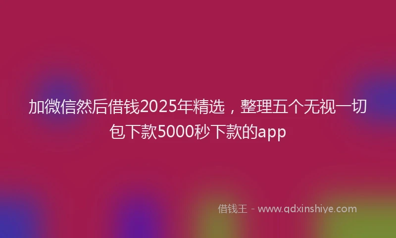 加微信然后借钱2025年精选，整理五个无视一切包下款5000秒下款的app