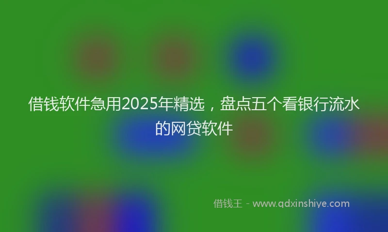 借钱软件急用2025年精选，盘点五个看银行流水的网贷软件