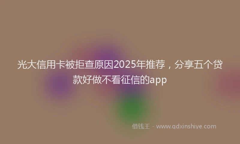 光大信用卡被拒查原因2025年推荐，分享五个贷款好做不看征信的app