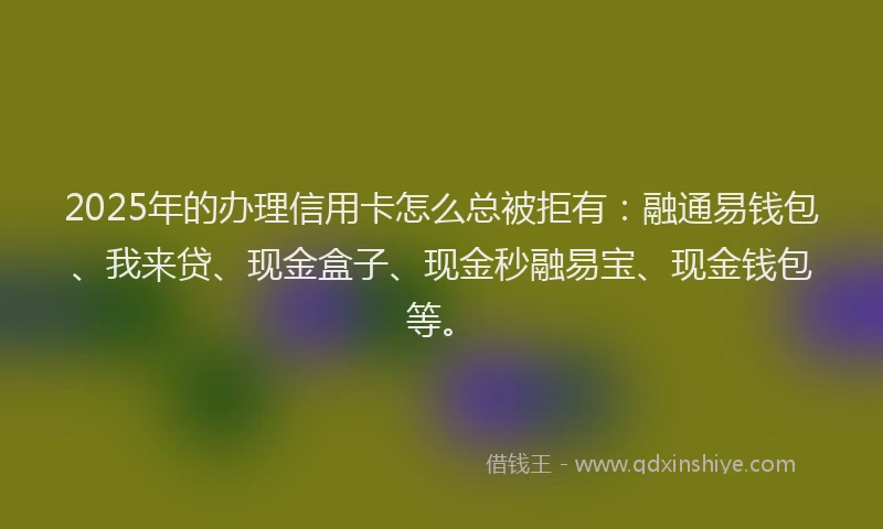 2025年的办理信用卡怎么总被拒有：融通易钱包、我来贷、现金盒子、现金秒融易宝、现金钱包等。