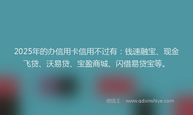 2025年的办信用卡信用不过有：钱速融宝、现金飞贷、沃易贷、宝盈商城、闪借易贷宝等。