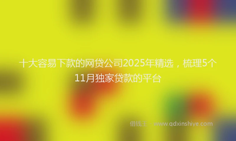 十大容易下款的网贷公司2025年精选，梳理5个11月独家贷款的平台