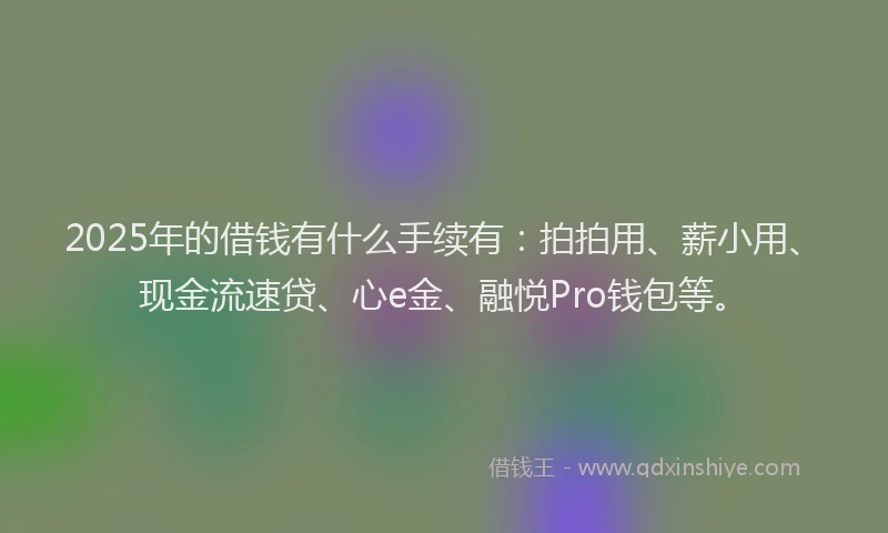 2025年的借钱有什么手续有：拍拍用、薪小用、现金流速贷、心e金、融悦Pro钱包等。