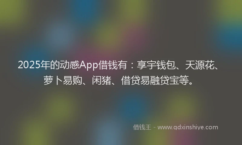 2025年的动感App借钱有：享宇钱包、天源花、萝卜易购、闲猪、借贷易融贷宝等。