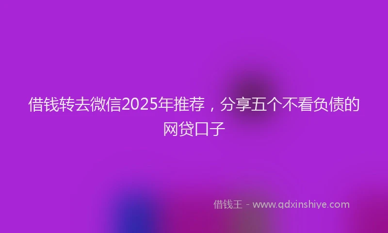 借钱转去微信2025年推荐，分享五个不看负债的网贷口子
