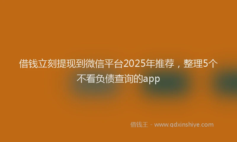 借钱立刻提现到微信平台2025年推荐，整理5个不看负债查询的app