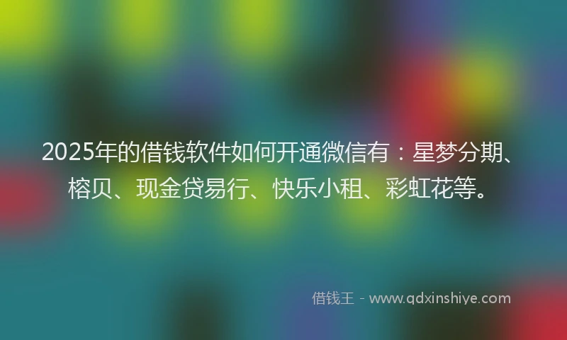 2025年的借钱软件如何开通微信有：星梦分期、榕贝、现金贷易行、快乐小租、彩虹花等。