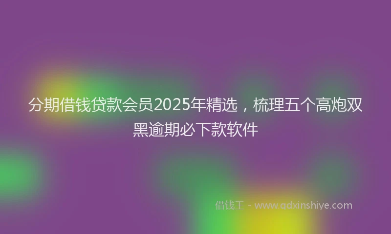 分期借钱贷款会员2025年精选，梳理五个高炮双黑逾期必下款软件